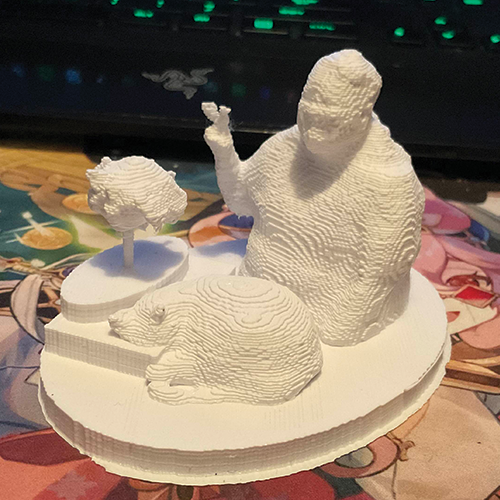 The final design of my pixelated 3D selfie.